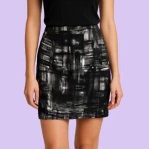 Vince Abstract Brushstroke Silk Blend Skirt Size 12
